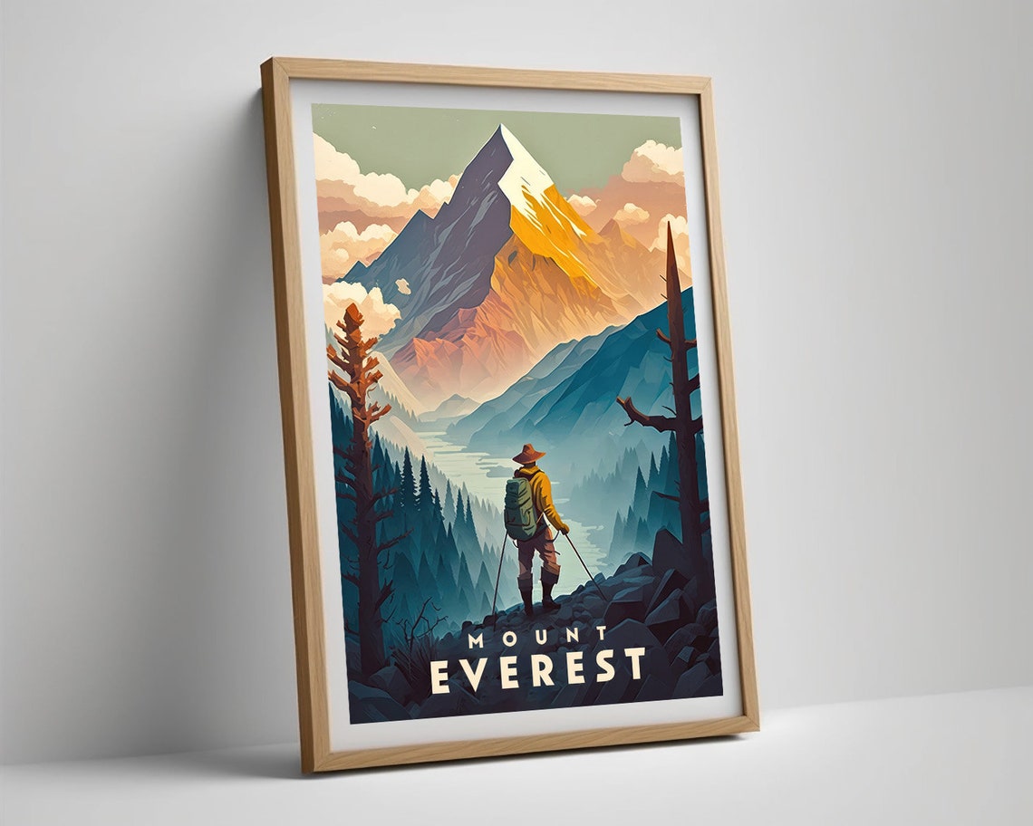 Mount Everest Travel Poster Everest Wall Art Print Mt Everest Painting Himalayas Travel Art Poster Mt Everest Painting Home Decor - Image 5