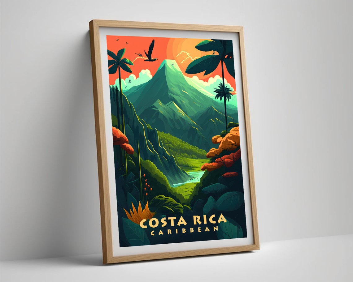 Costa Rica Caribbean Travel Poster Caribbean Wall Art Print Costa Rica Caribbean Illustration Costa Rica Watercolor Home Decor - Image 4
