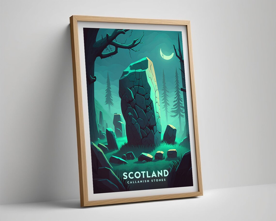 Scotland Callanish Stones Moonlit Night Vintage Travel Poster - Image 5