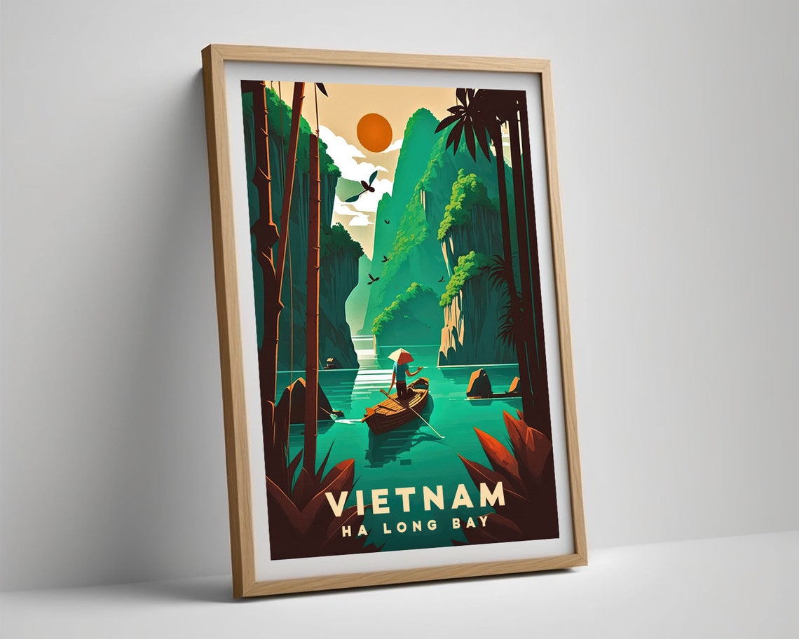 Vietnam Ha Long Bay Travel Poster Vietnam Ha Long Bay Wall Art Print Vietnam Ha Long Bay Painting Illustration Vietnam Watercolor - Image 5
