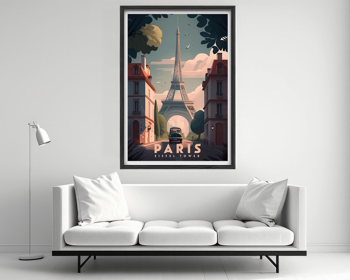 Paris Eiffel Tower Travel Poster, France Wall Art Print - Image 2