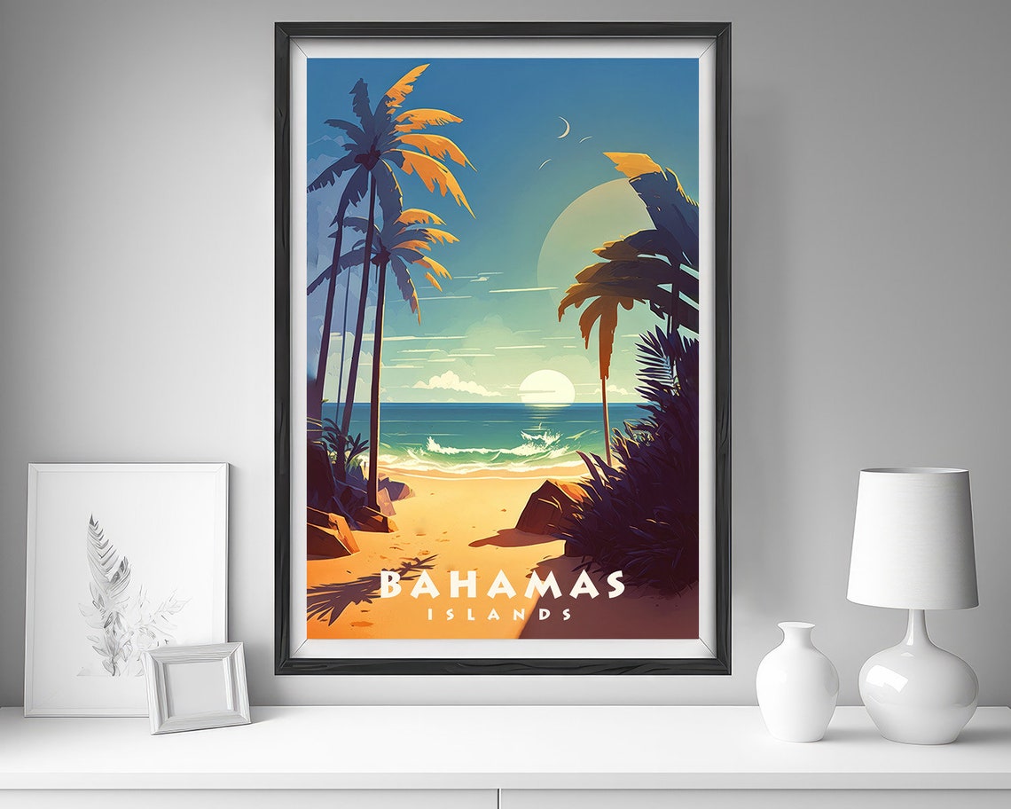 Bahamas Islands Travel Poster Bahamas Islands Wall Art Print Bahamas Islands Painting Illustration Bahamas Watercolor Home Decor - Image 4