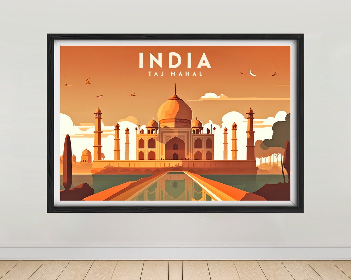 Taj Mahal India Travel Poster Taj Mahal India Wall Art Print Taj Mahal India Taj Mahal India Painting Taj Mahal India Art Decor