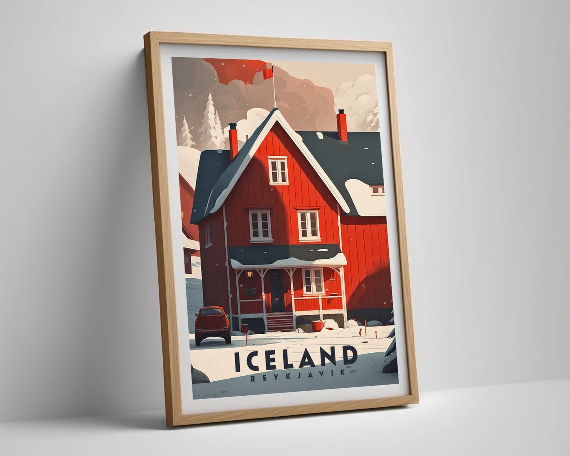 Iceland Reykjavik Travel Poster Iceland Reykjavik Wall Art Print Iceland Reykjavik Painting Illustration Iceland Watercolor Decor - Image 5