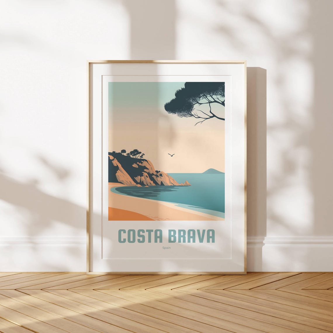 Costa Brava Spain Sandy Beach Cliffs Minimalist Travel Poster - Image 2