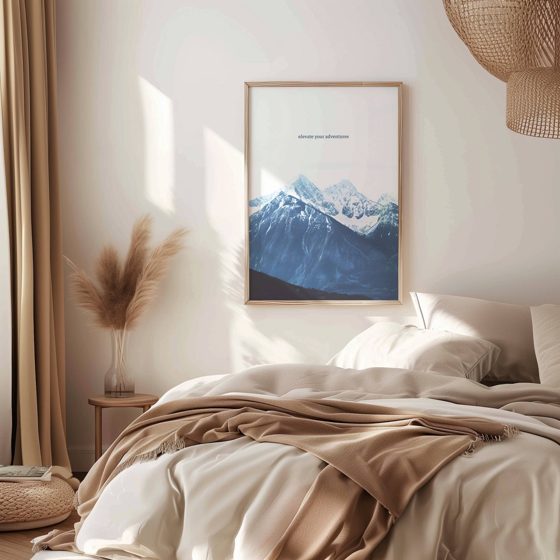 Elevate Your Adventures Snowy Mountain Peaks Minimalist Poster - Image 2