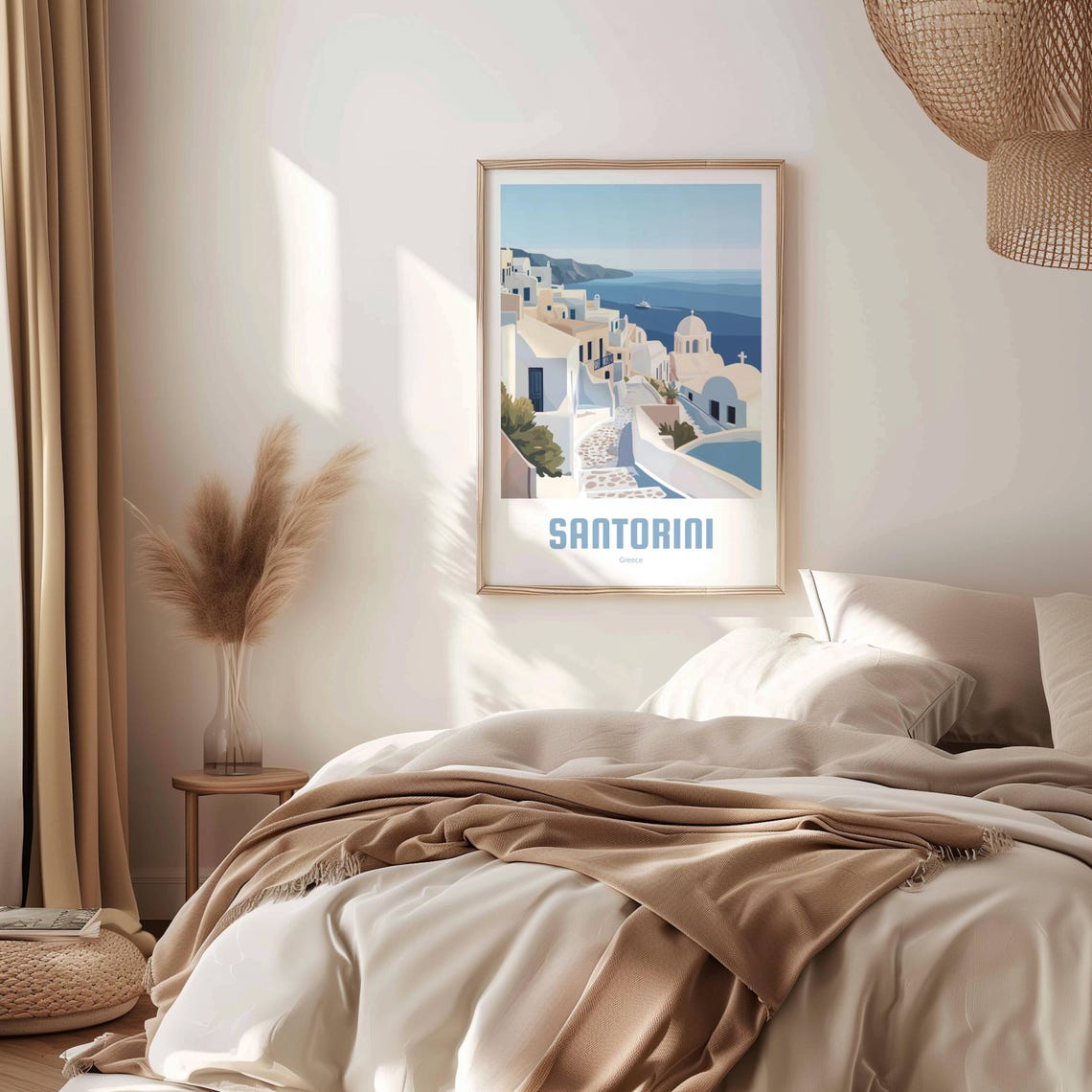 Santorini Greece Oia White and Blue Caldera View Travel Poster - Image 3