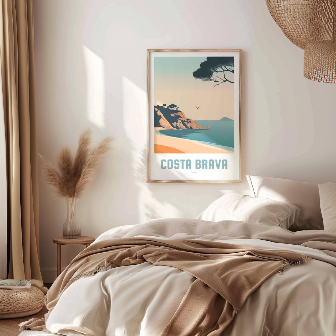 Costa Brava Spain Sandy Beach Cliffs Minimalist Travel Poster - Image 3