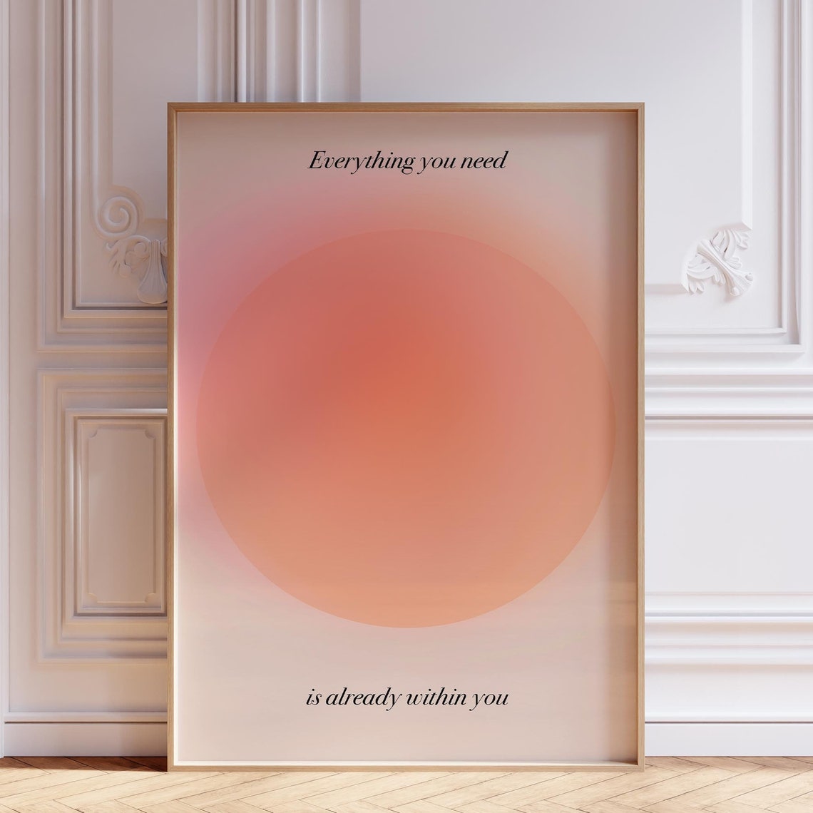Aura Poster Pink Zen Wall Art Print Self Love Divine Buddha Angel Number Positive Affirmation