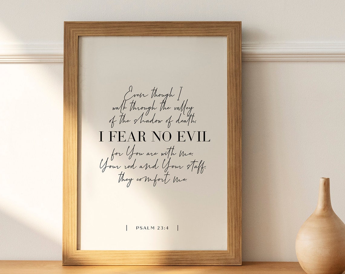 Psalm 23:4 I Fear No Evil Valley Scripture Faith Comfort Poster - Image 3
