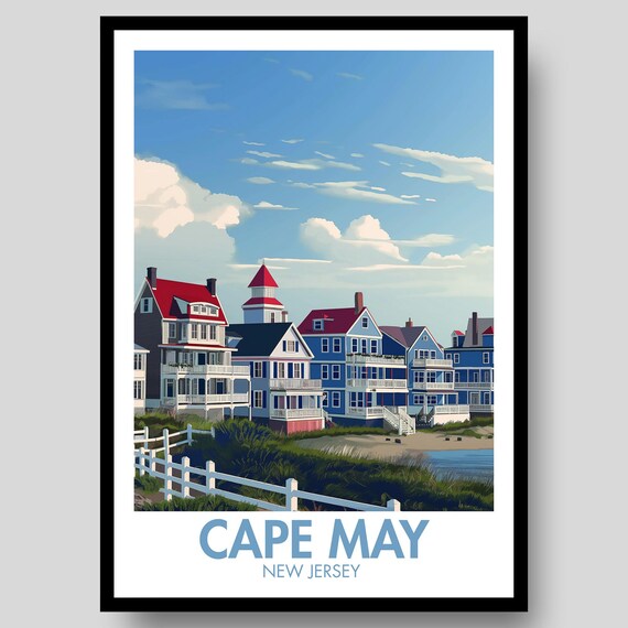 Cape May New Jersey Victorian Beach Houses Seaside Dunes Poster