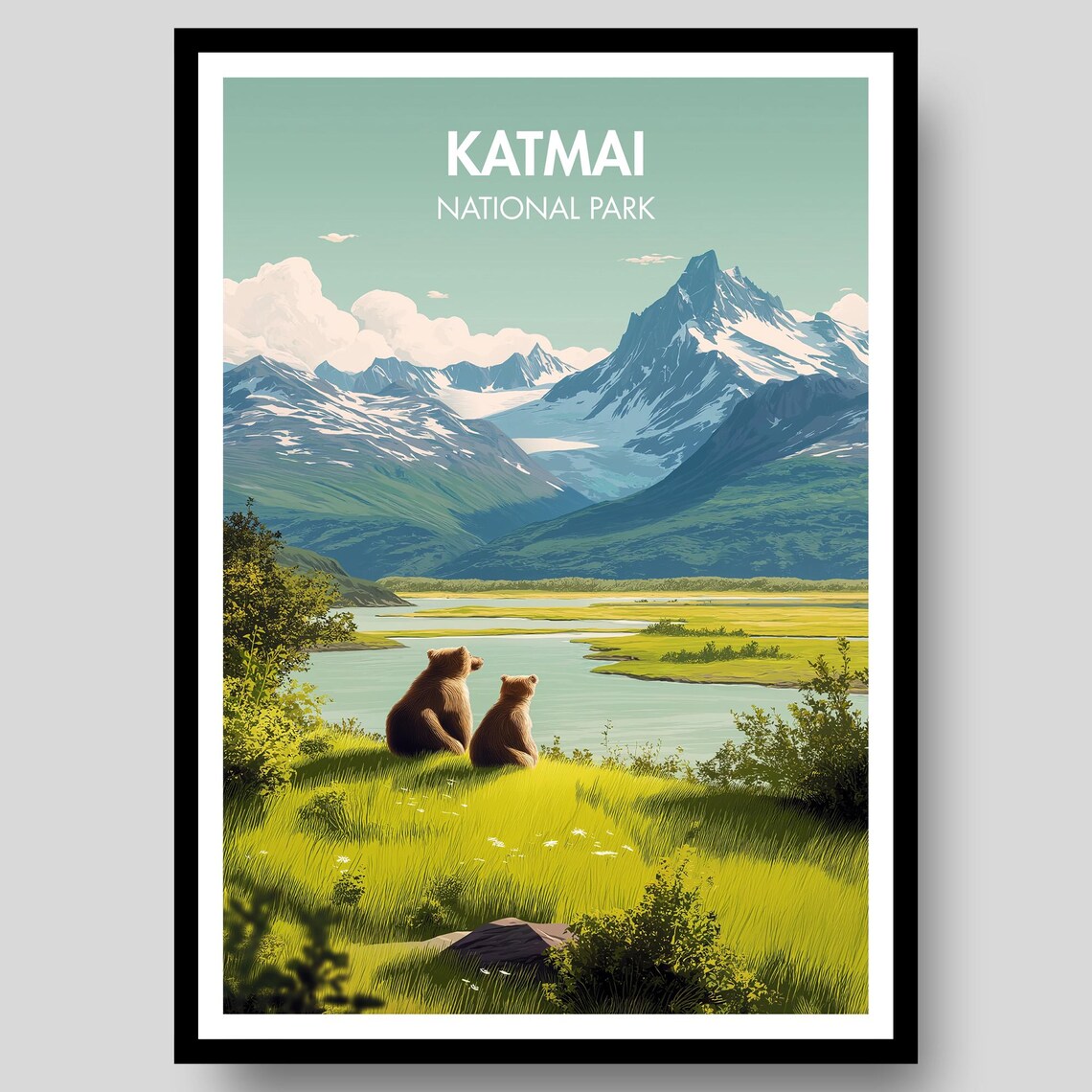 Katmai National Park Alaska Poster, Travel Poster