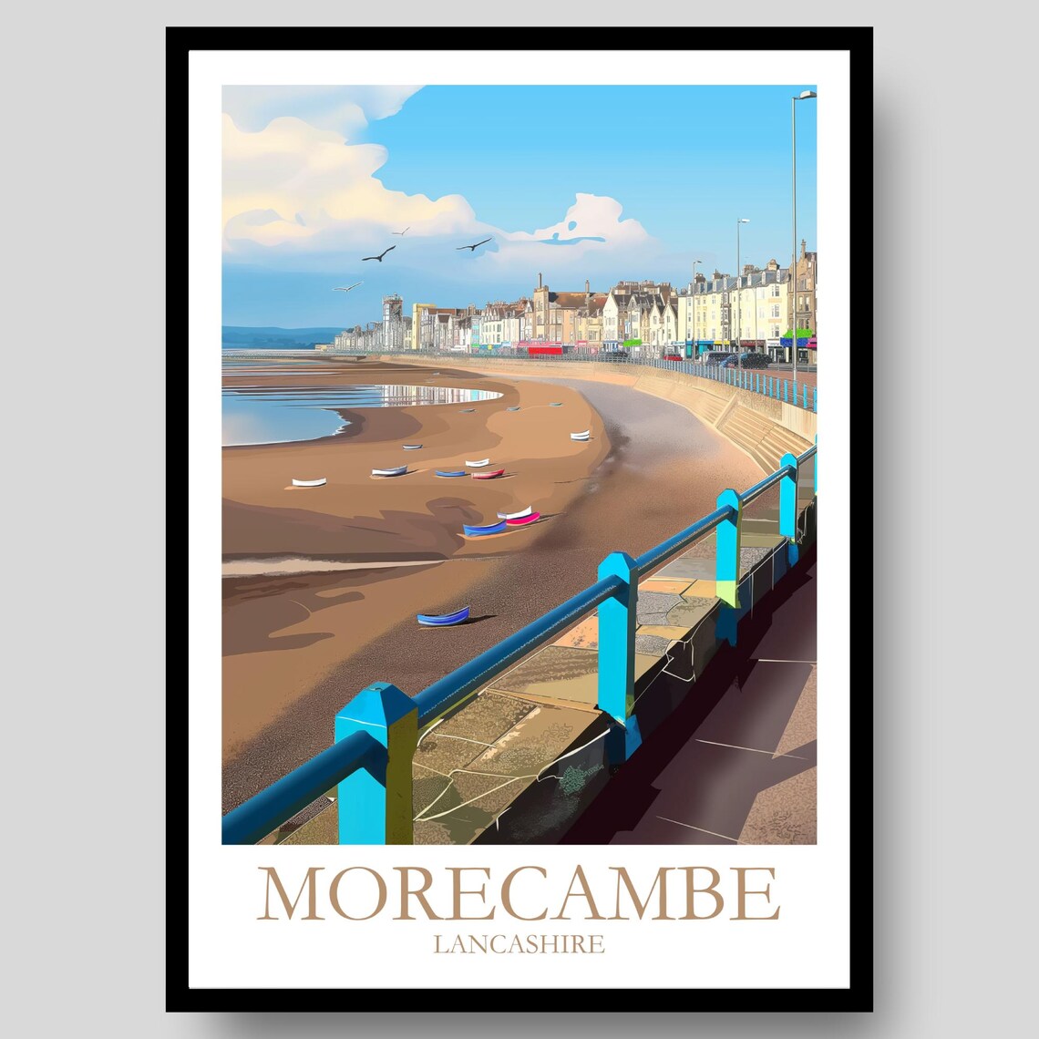Morecambe Poster, Lancashire Lancaster England Travel Poster