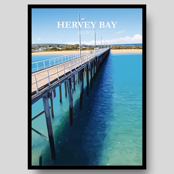 Hervey Bay Poster Australian Wall Art Queensland Travel Australia