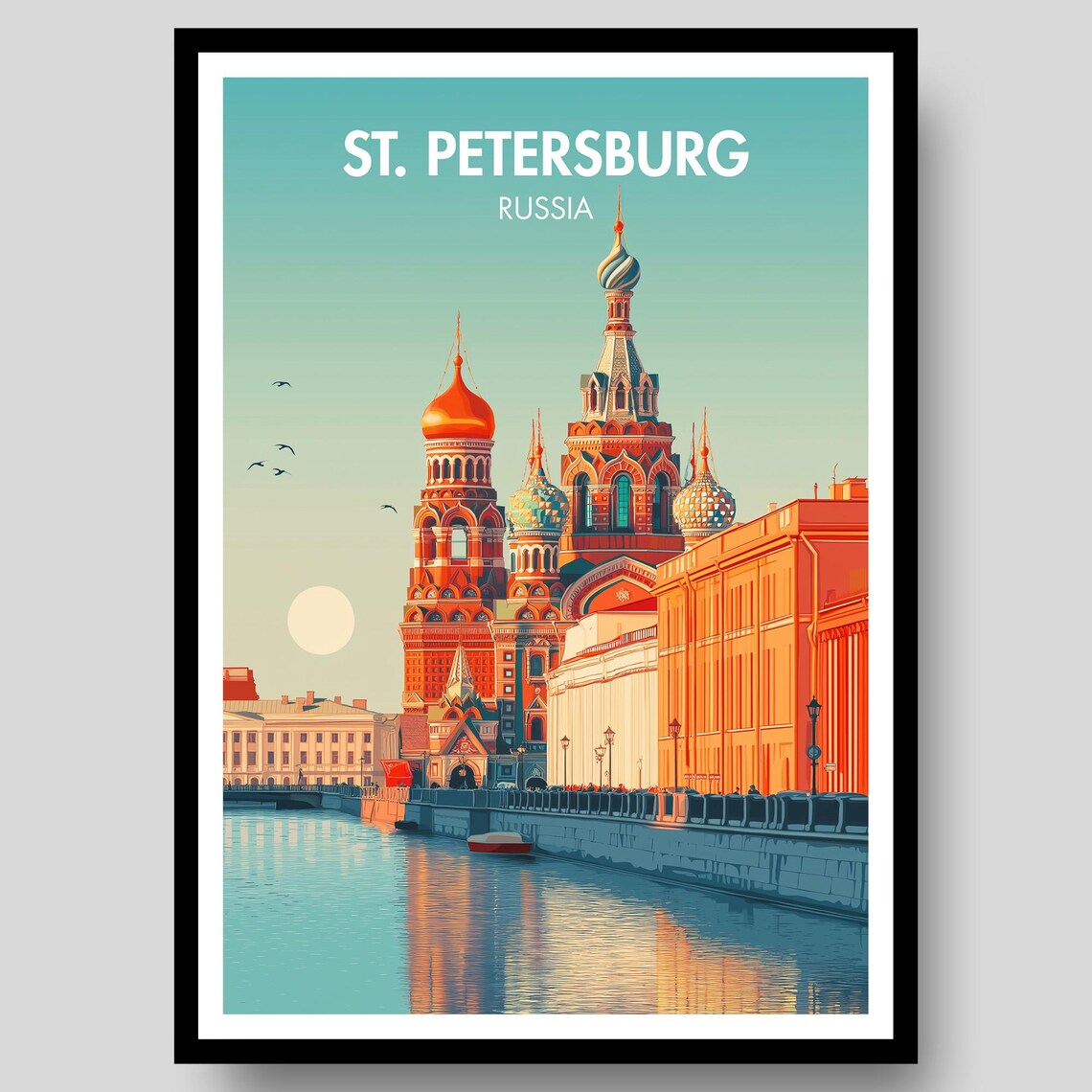 St Petersburg Russia Spilled Blood Cathedral Canal Scene Poster
