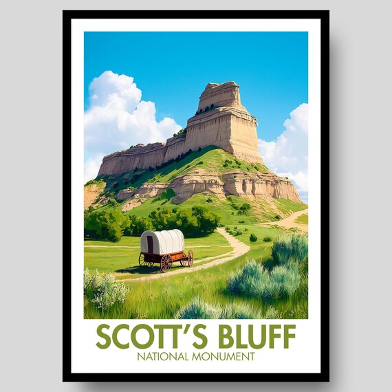 Scott's Bluff National Monument Covered Wagon Pioneer Poster