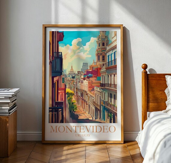 Montevideo Travel Poster South America Wall Art Vacation Gift For Traveller Uruguay
