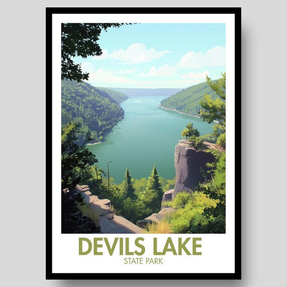 Devils Lake State Park Wisconsin Bluff Overlook Scenic Lake Poster