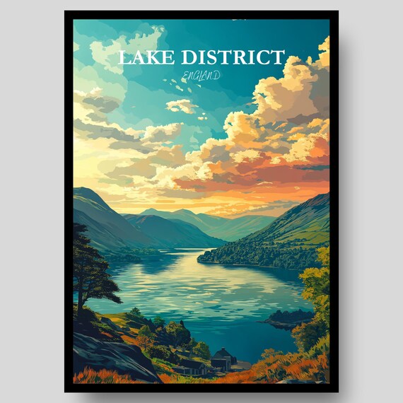 Lake District England Sunset Lake Fells National Park Poster