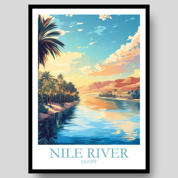 Nile River Poster Egyptian African Wall Art Eygpt Cairo Travel