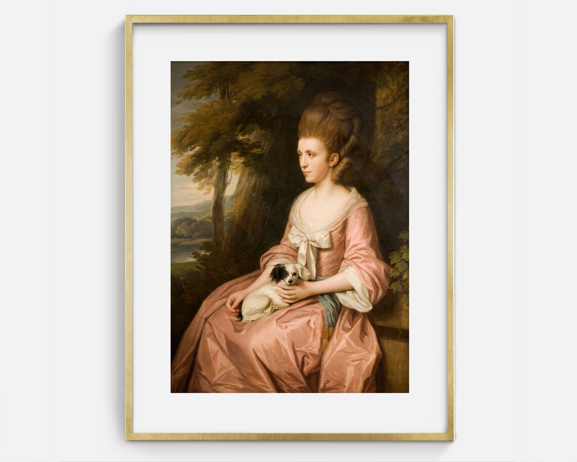 Vintage Woman and Dog, Dog Painting Art Print - Image 2