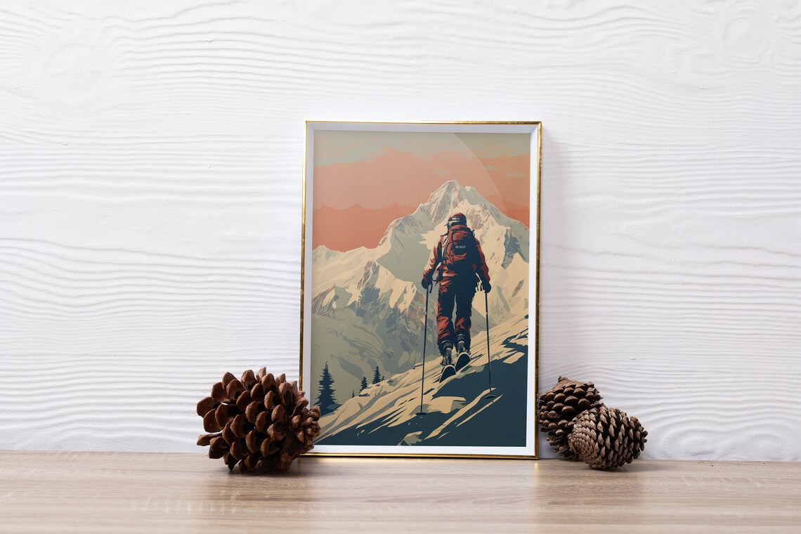 Vintage Mountain Ski Poster, Swiss Ski Print - Image 2
