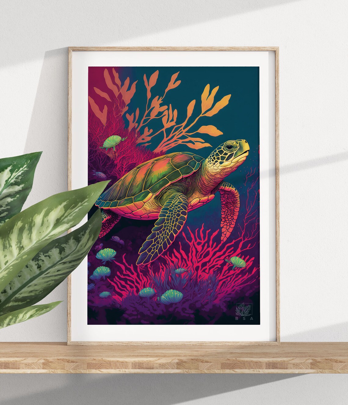 Ocean Sea Turtle Poster Airbnb Vacation Home Decor Modern Chic Art Prints - Image 2