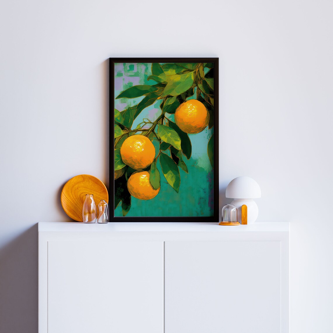 Modern Oranges Still Life Art Print, Minimalist Deco - Image 3