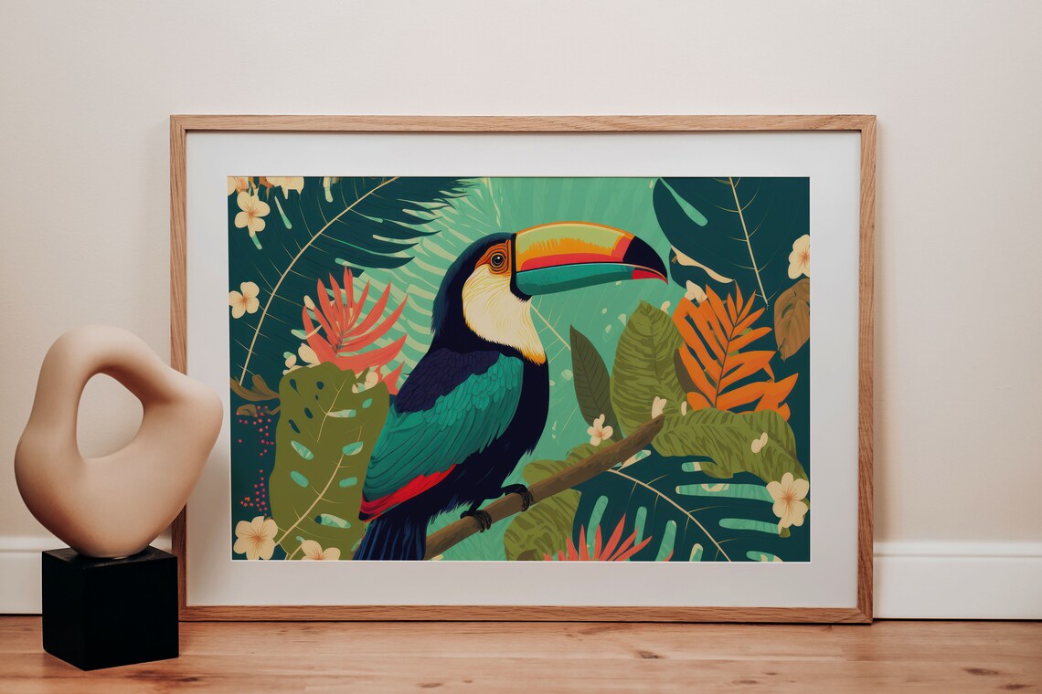 Rainforest Nursery Toucan Art Print, Modern Chic Decor