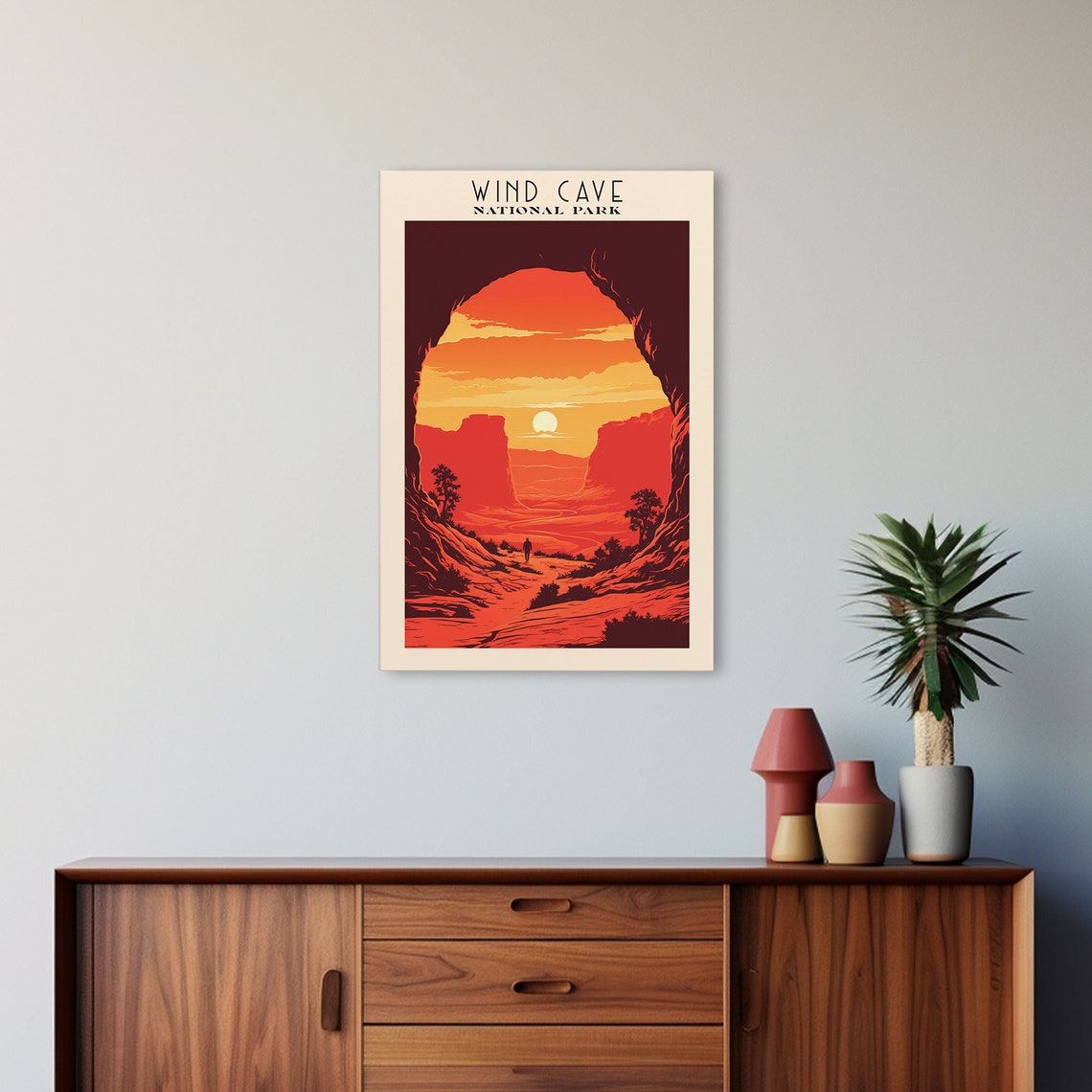 Wind Cave National Park Cave Arch Desert Sunset Scene Travel Poster