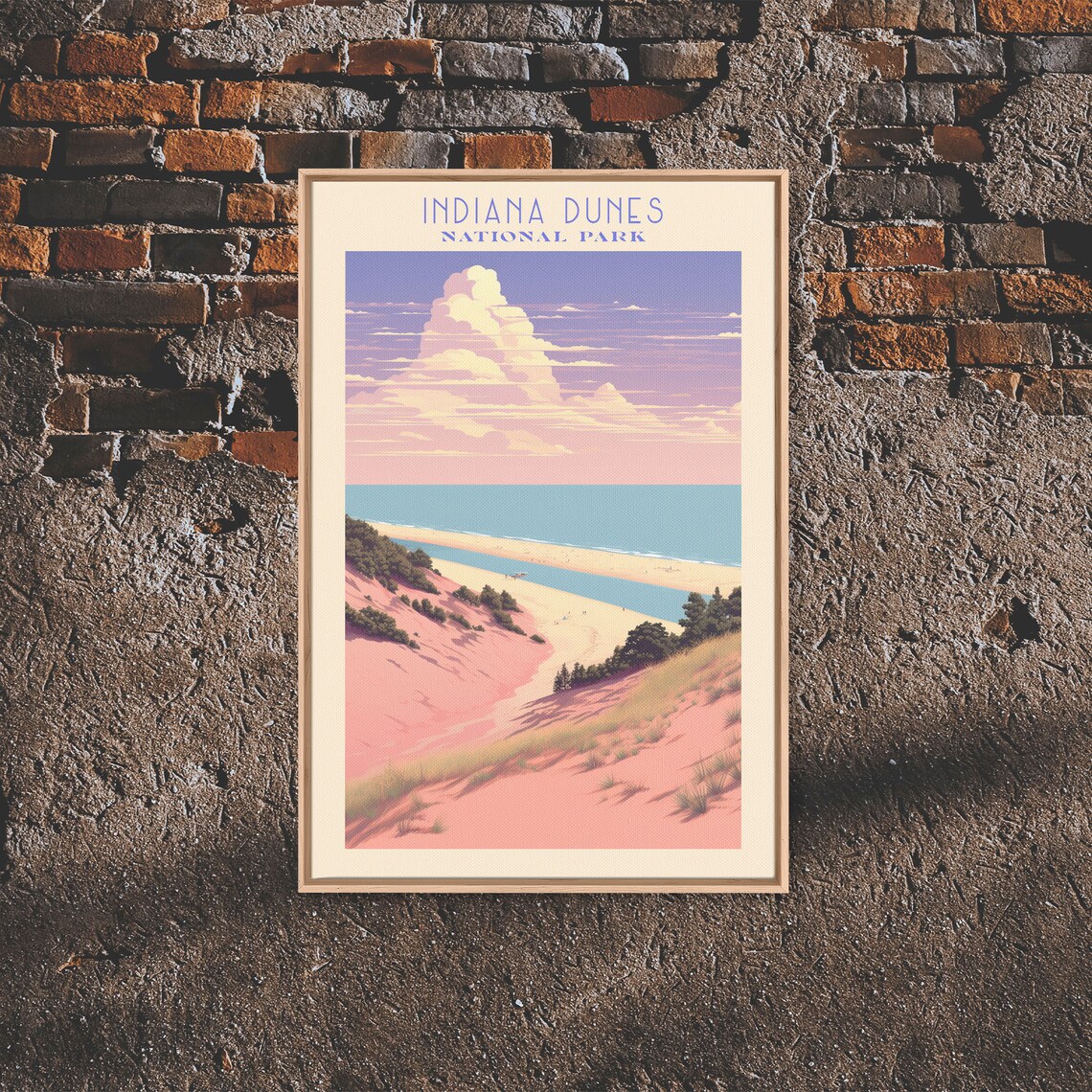 Indiana Dunes National Park Aerial Dune View Lake Travel Poster - Image 2