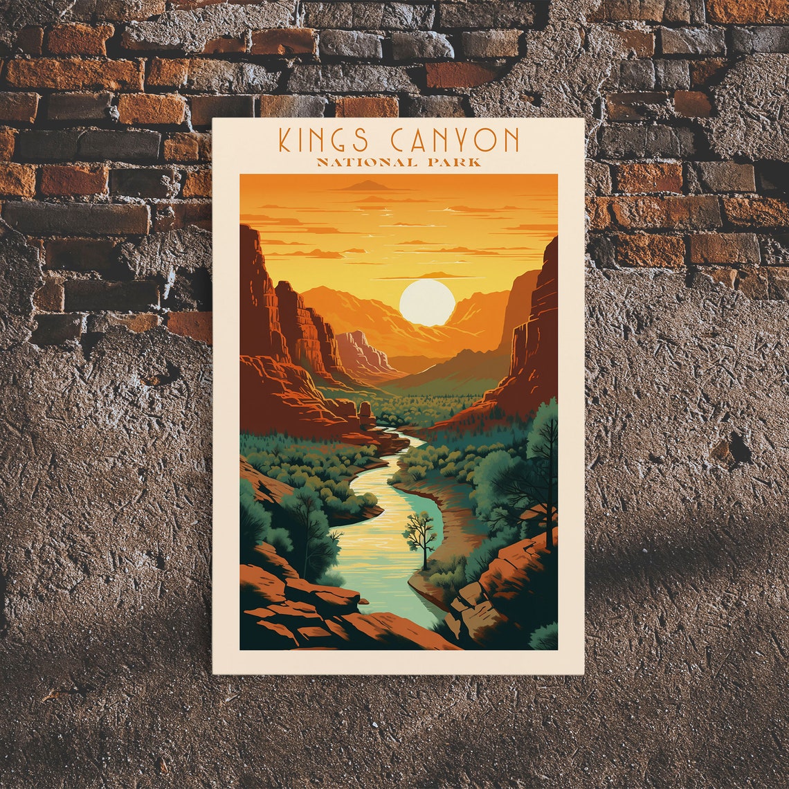 Kings Canyon National Park Sunset River Valley Travel Poster - Image 2