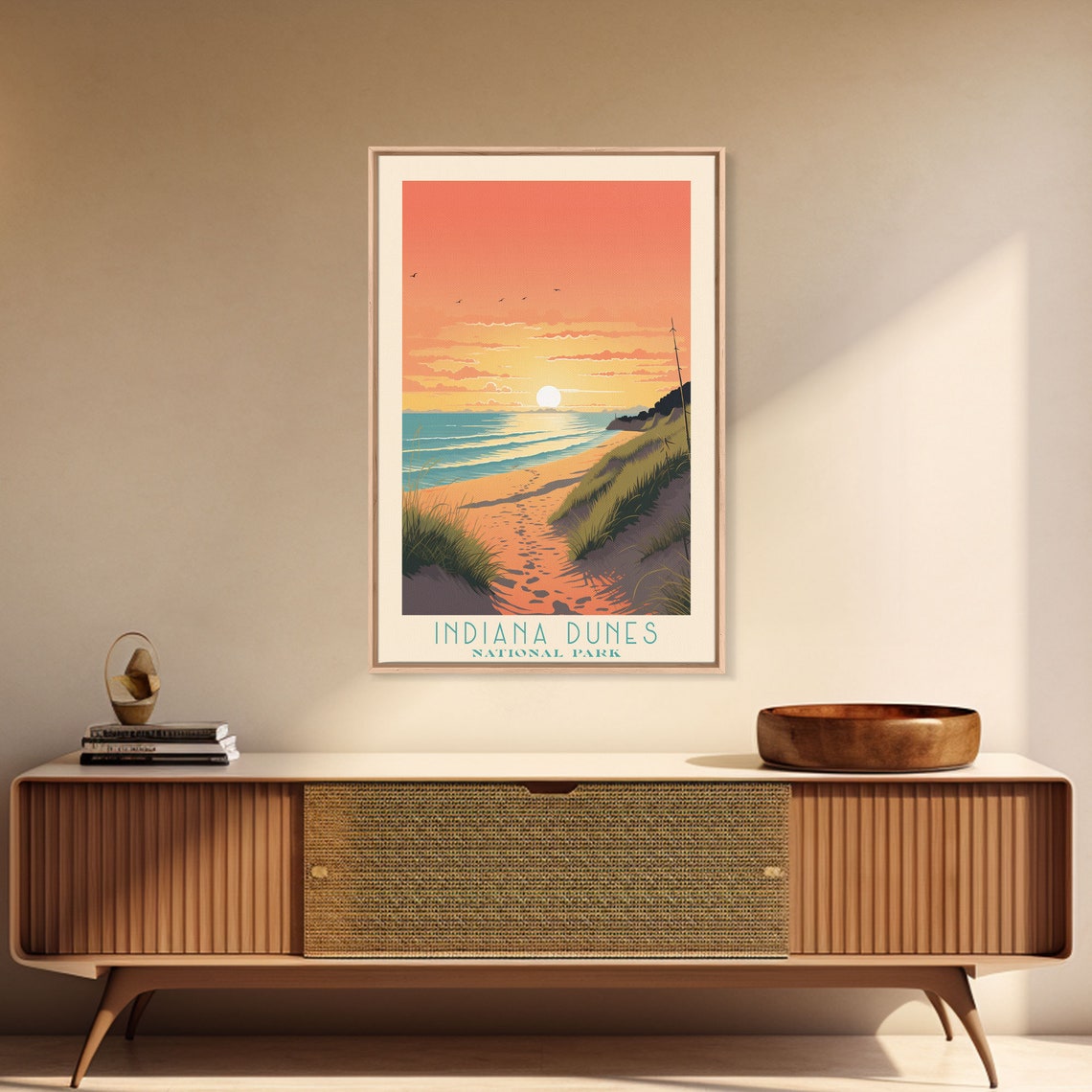 Indiana Dunes National Park Sunset Beach Dune Path Travel Poster
