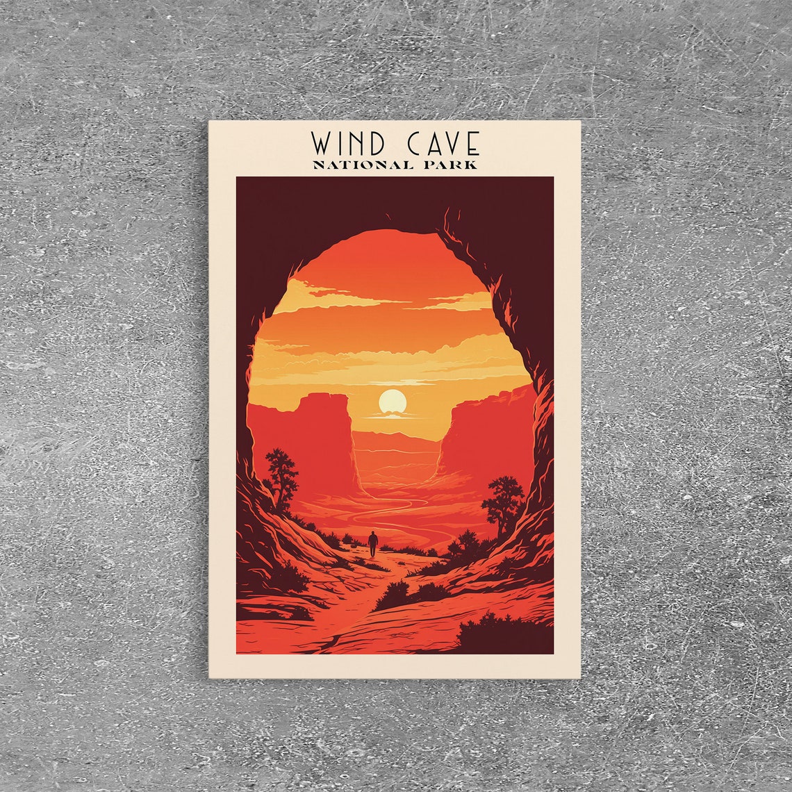 Wind Cave National Park Cave Arch Desert Sunset Scene Travel Poster - Image 3