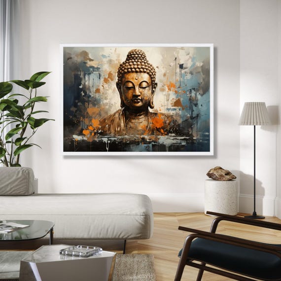 Meditative Buddha Canvas Wall Art Spiritual Home Decor Abstract Zen Painting Tranquil Portrait Modern Gift Print