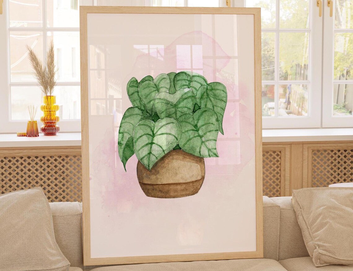 Plants Watercolor Painting, Botanical Wall Art