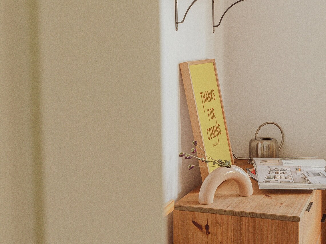 Thanks for Coming Now Leave Burnt Orange on Sunny Yellow Poster - Image 3