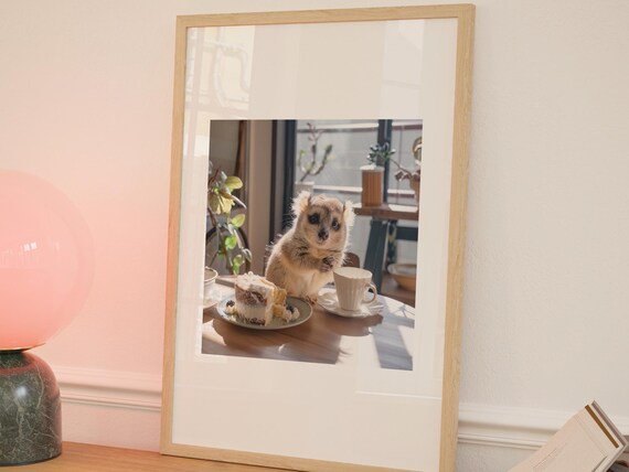 Coffee Lover Cute Kitchen Comedy Animal Poster