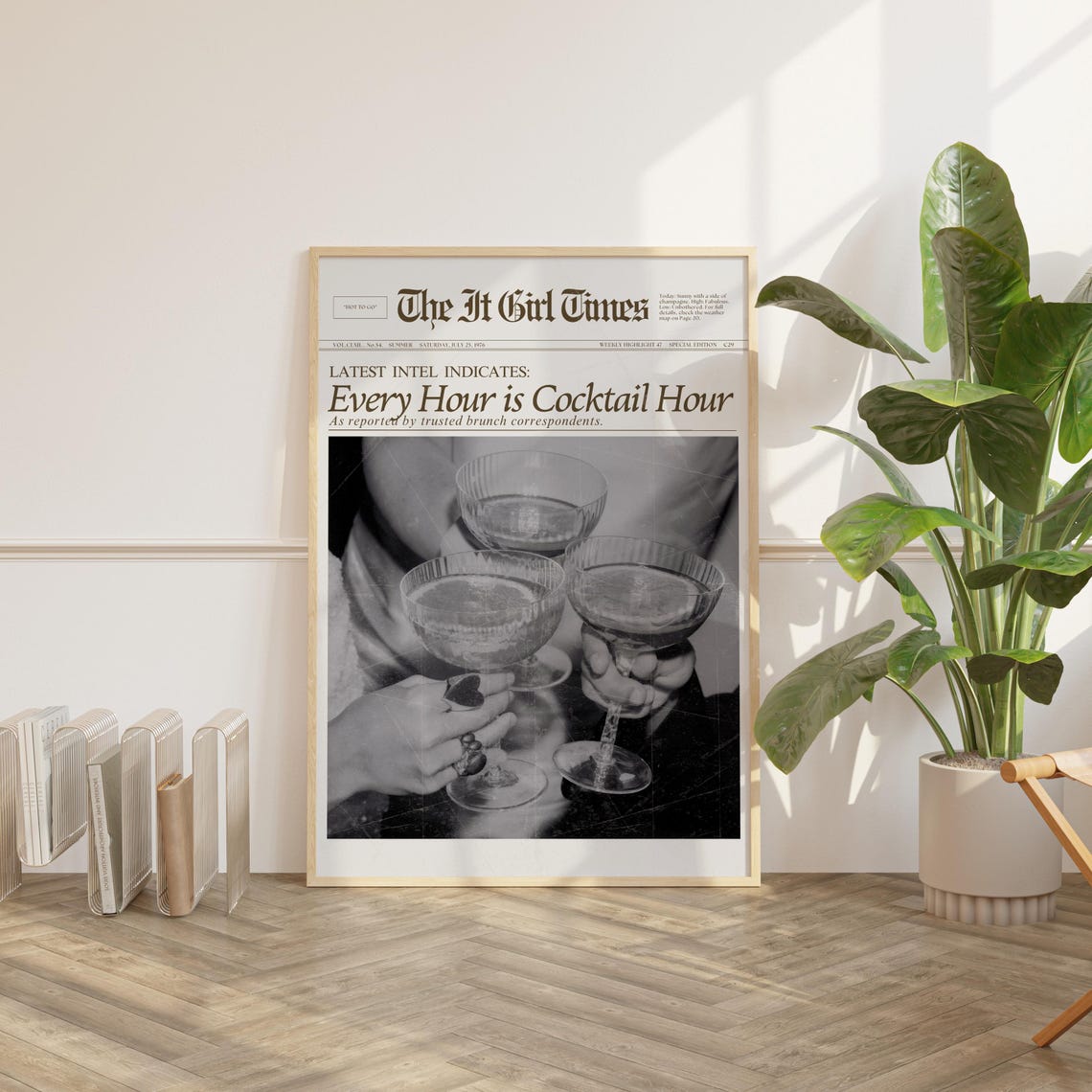The It Girl Times Every Hour Cocktail Hour Newsprint Style Poster