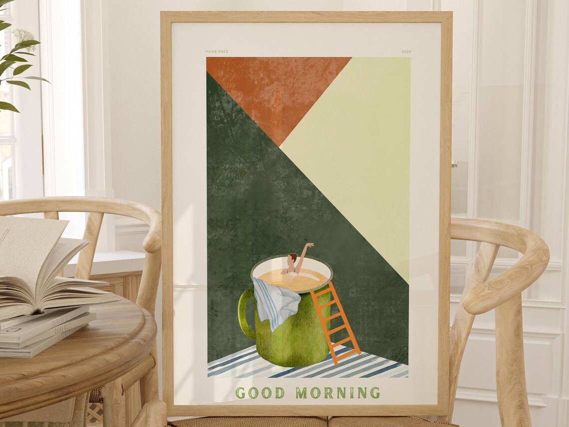 Coffee Diver, Retro Coffee Station Art Print