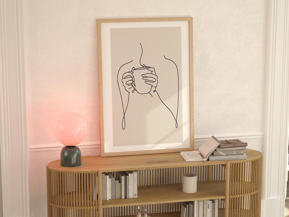 Coffee One Line Art Coffee Wall Art Minimal Coffee Print Coffee Bar Art Modern Coffee Poster Coffee Lover Gift For Her Housewarming Present - Image 2