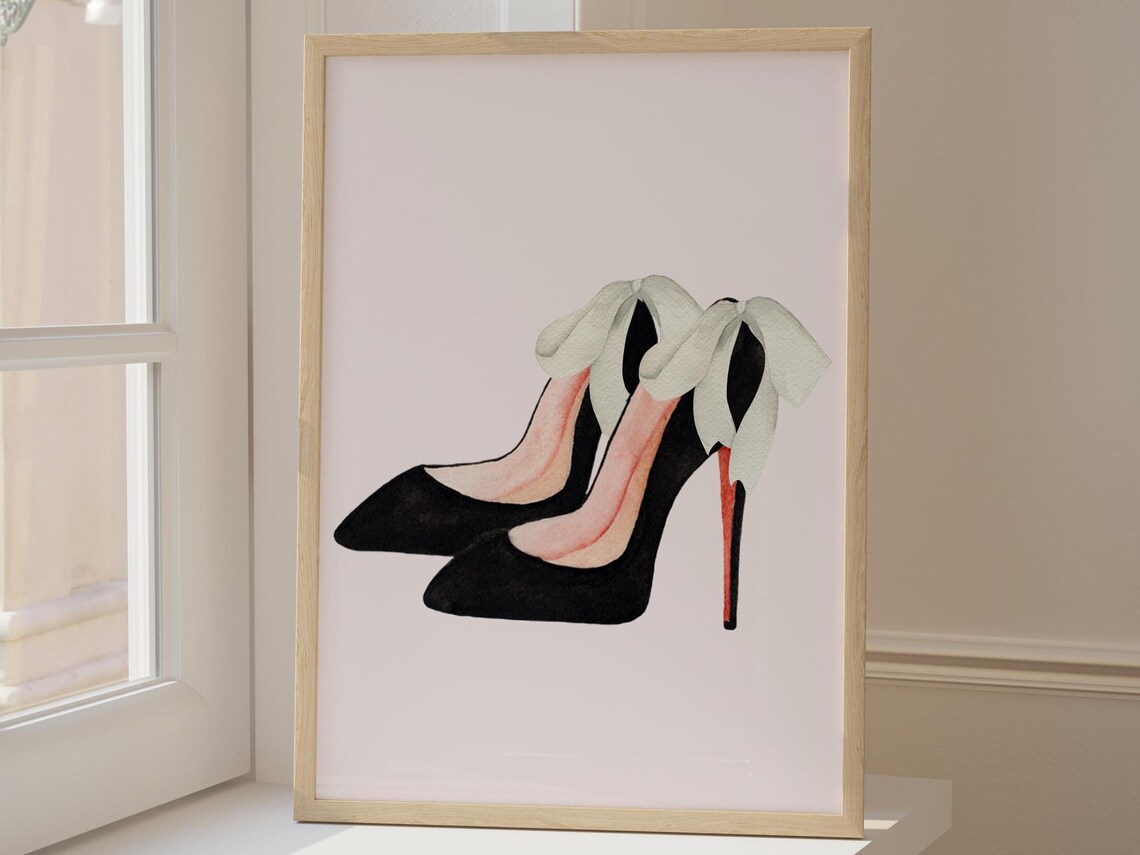 Fashion Shoe Art, Coquette Bow High Heel Poster