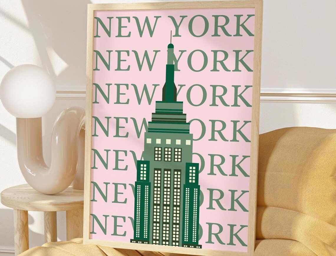New York City Travel Poster, Cute Trendy Birthday Gift
