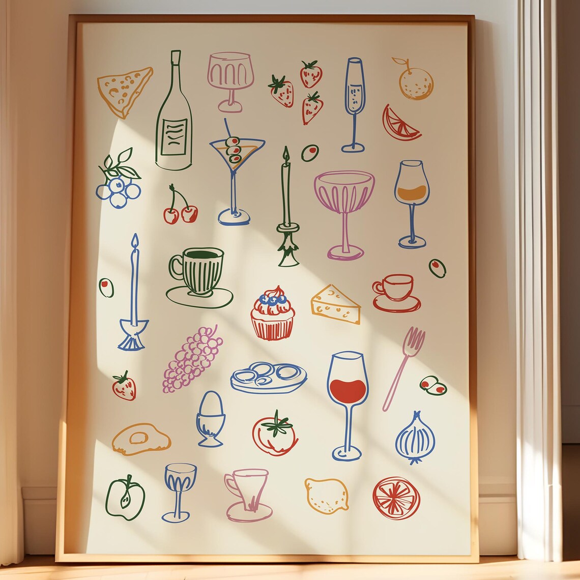 Wine Print, Foodie Dinner Party Art Print