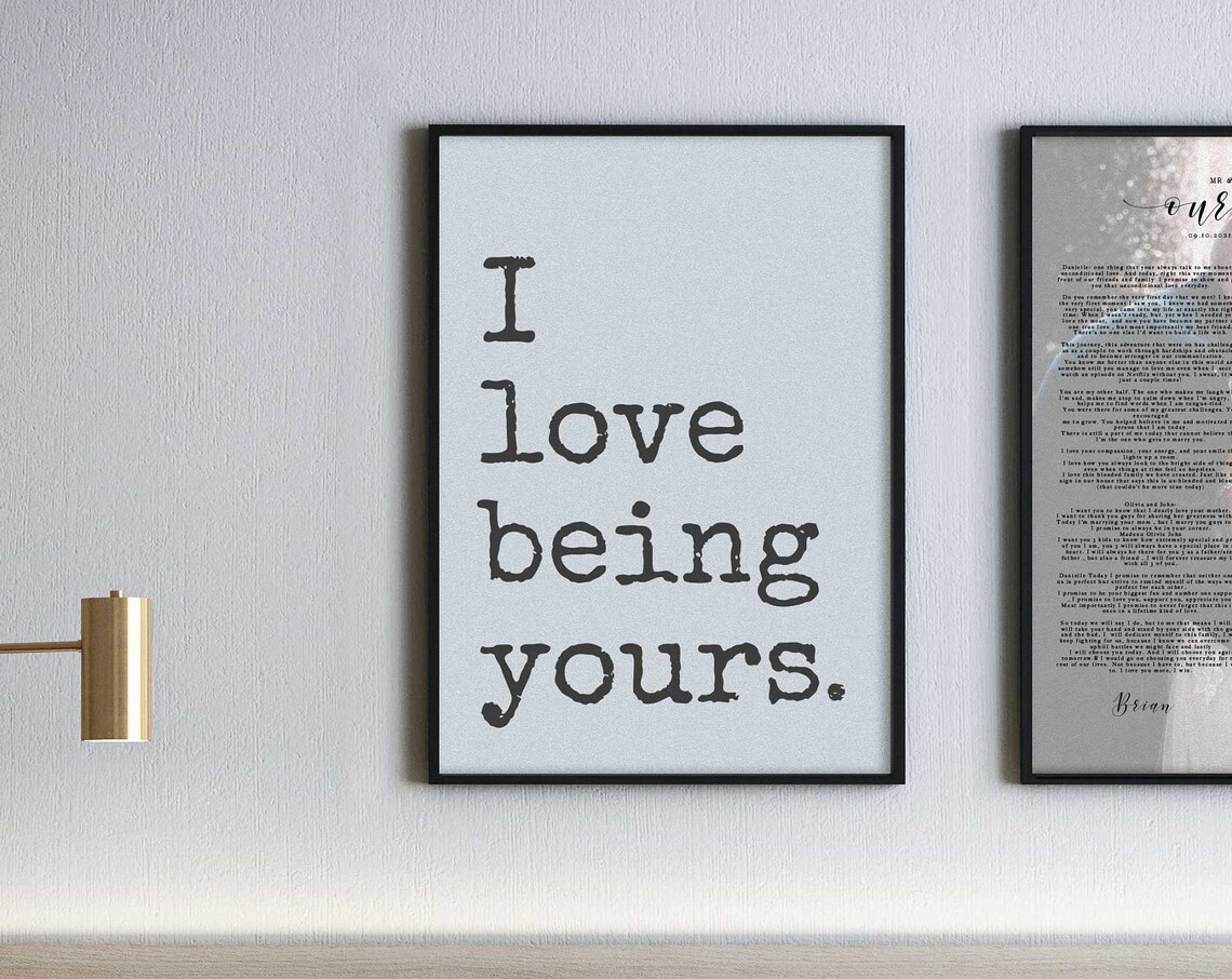 I Love Being Yours Typewriter Style Romantic Love Quote Poster