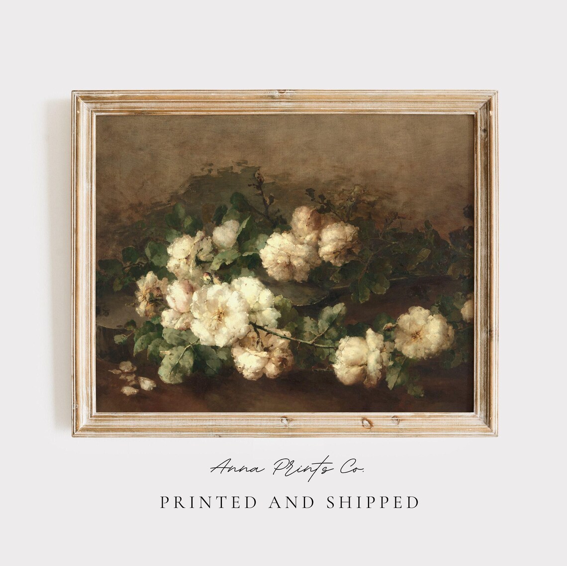 Vintage Still Life With Roses, Cottage Farmhouse Art Print