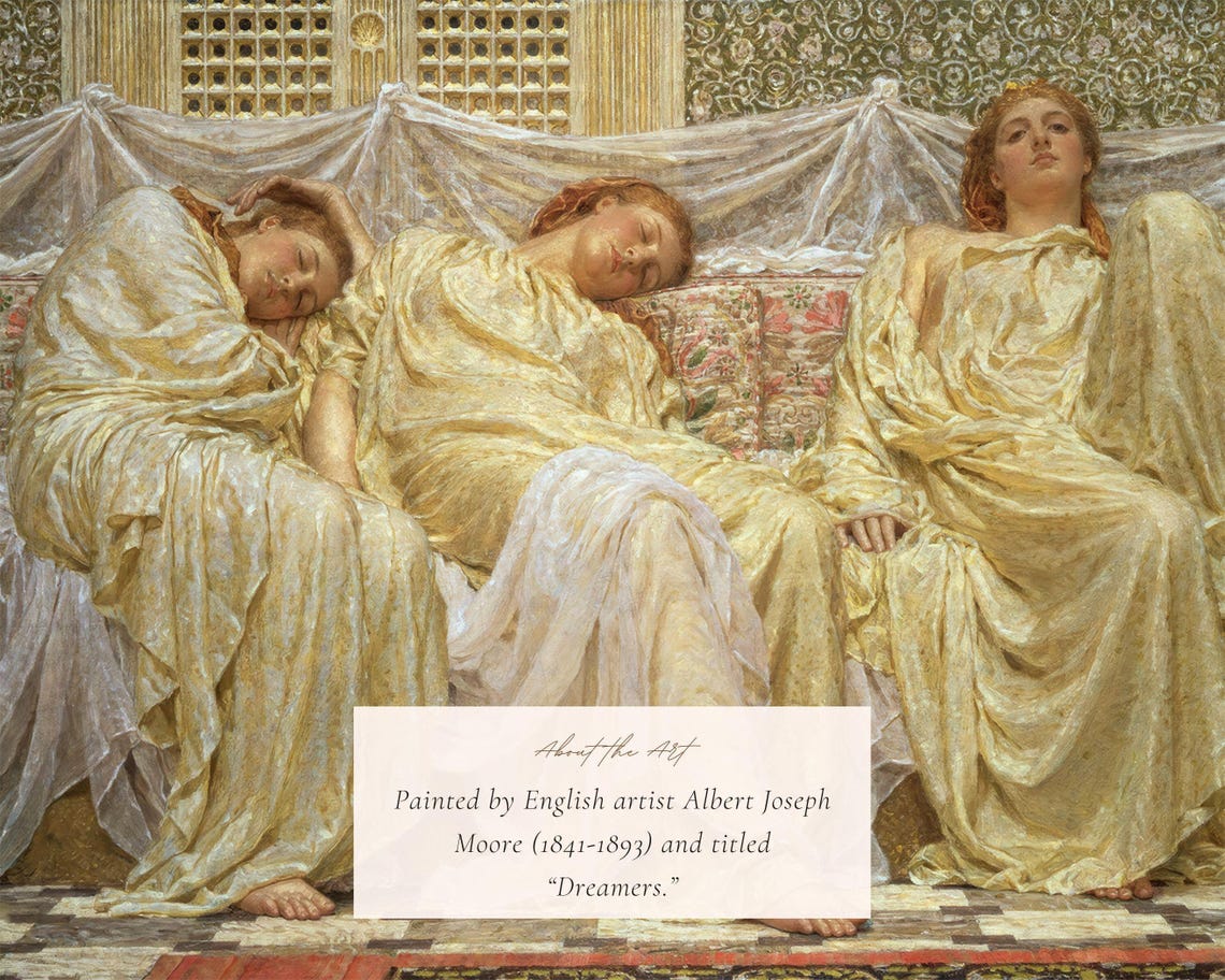 Albert Joseph Moore Dreamers Three Sleeping Women Classical Art Print - Image 2