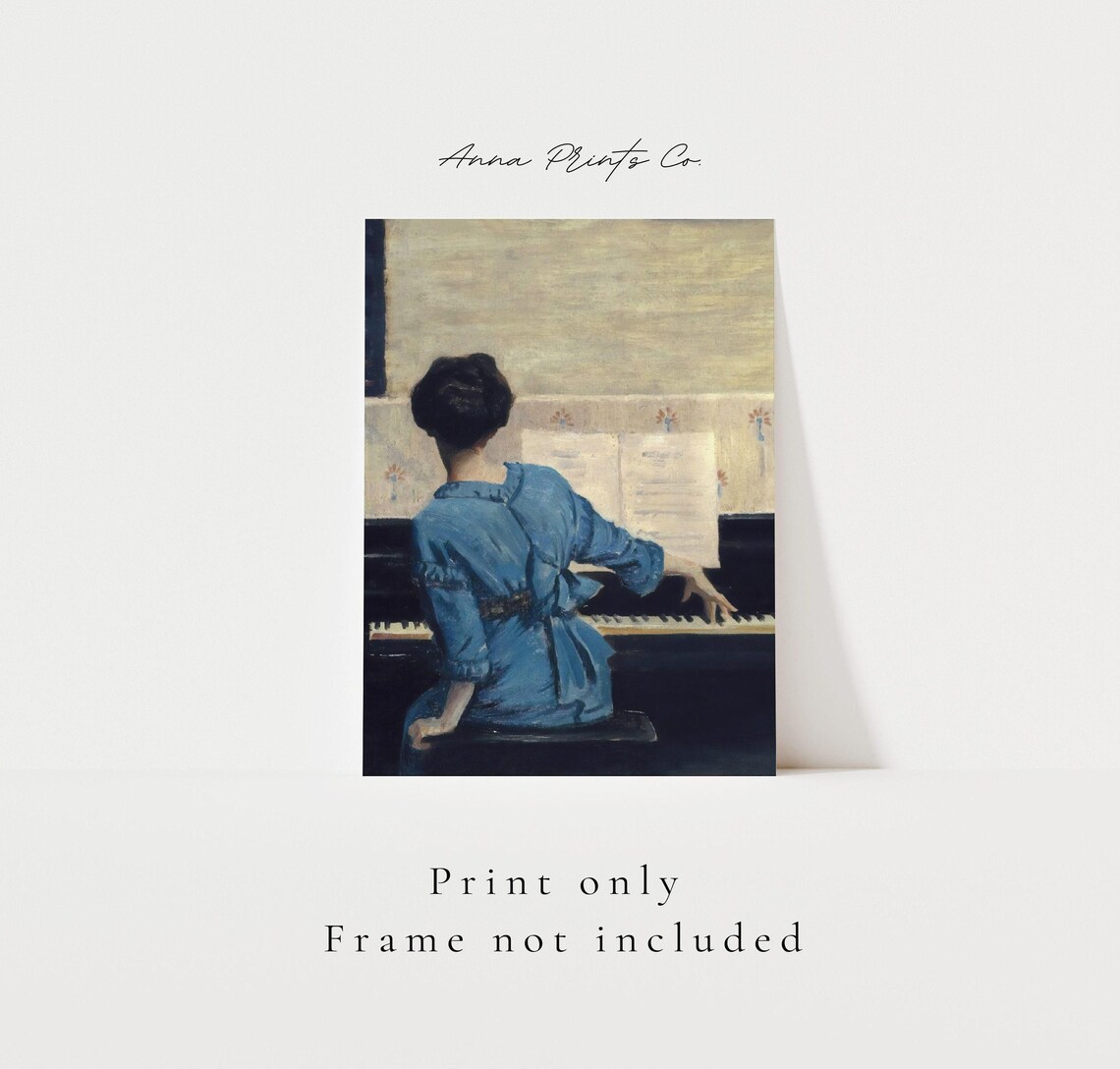 Woman Playing Piano, Vintage Antique Portrait Art Print - Image 3