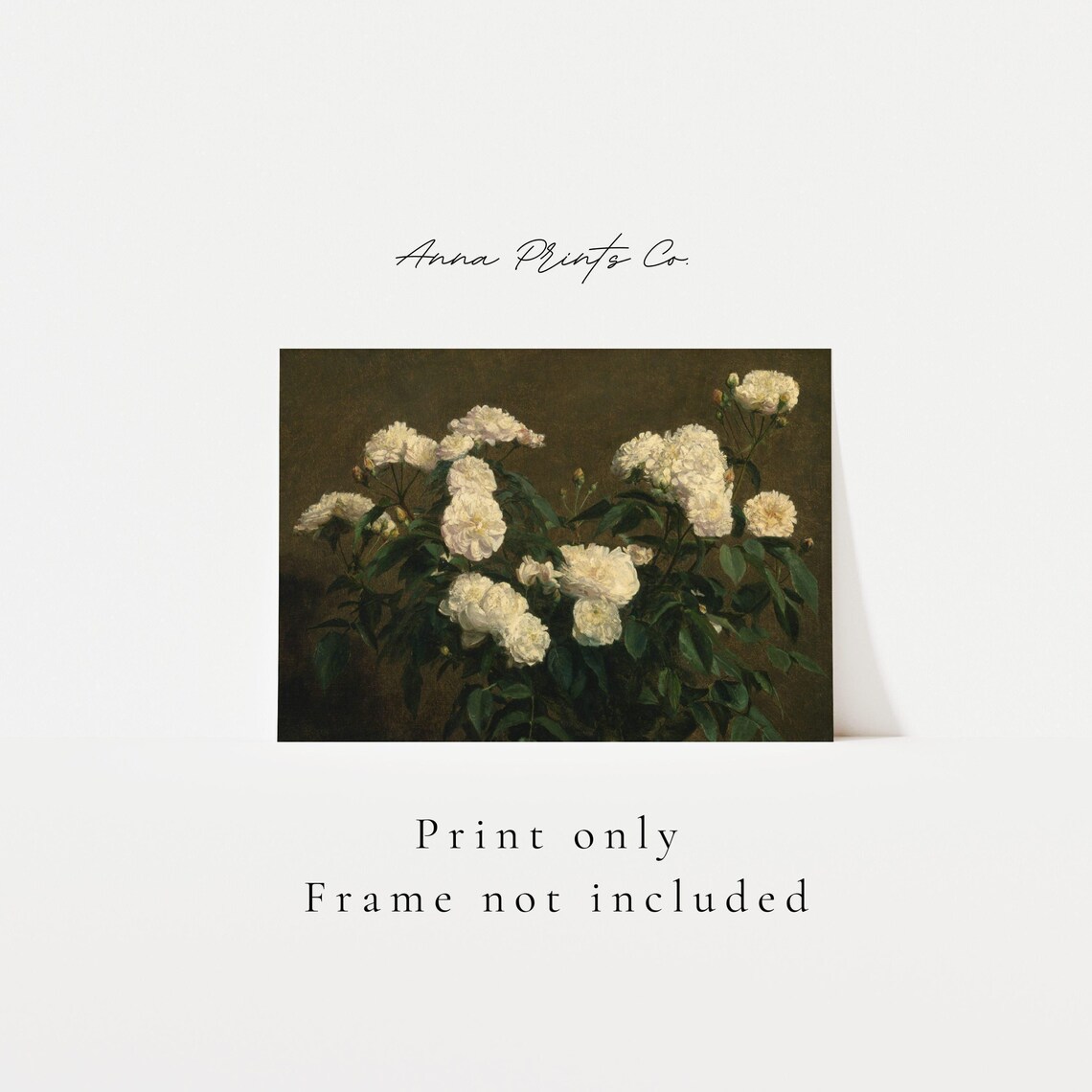 Vintage White Roses Still Life, Cottage Farmhouse Art Print - Image 3