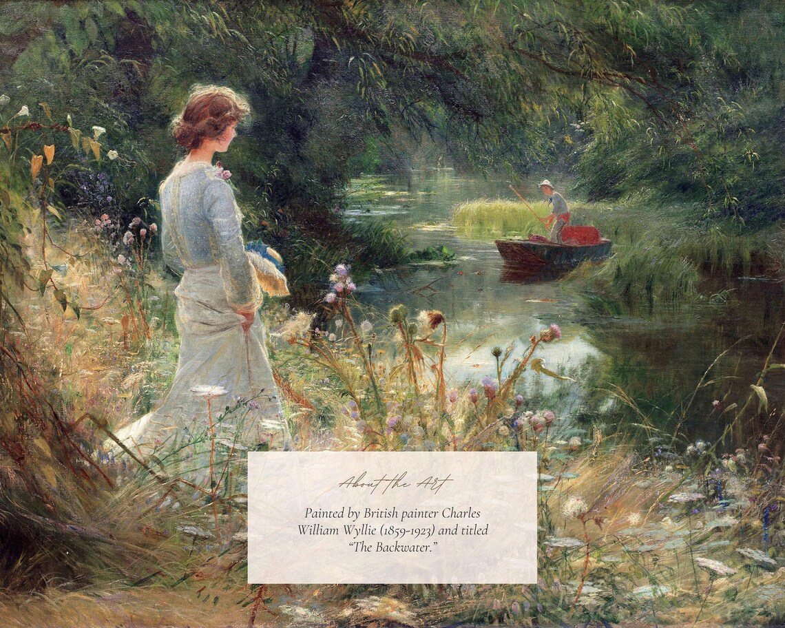 Girl by the Stream, Vintage Victorian Art Print - Image 2